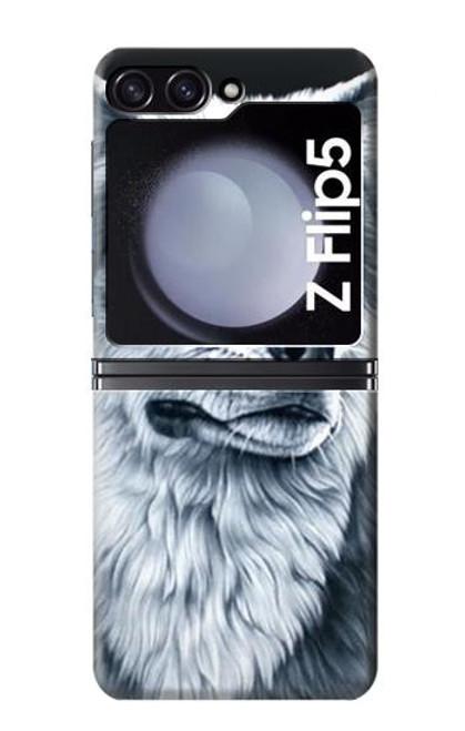 S0123 Grim White Wolf Hülle Schutzhülle Taschen für Samsung Galaxy Z Flip 5