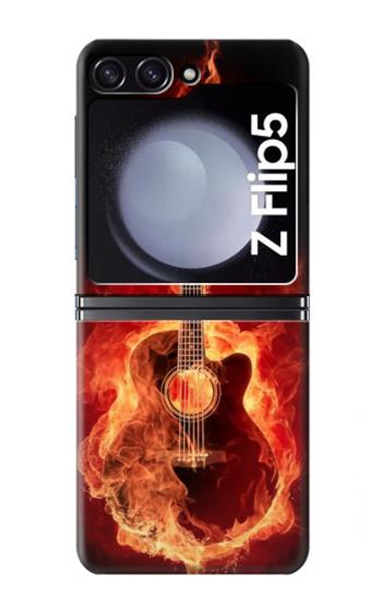 S0415 Fire Guitar Burn Hülle Schutzhülle Taschen für Samsung Galaxy Z Flip 5