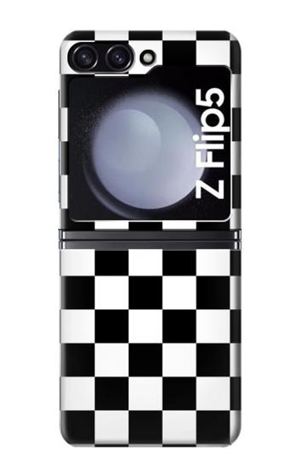S1611 Black and White Check Chess Board Hülle Schutzhülle Taschen für Samsung Galaxy Z Flip 5