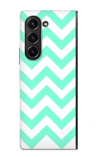S1723 Mint Chevron Zigzag Hülle Schutzhülle Taschen für Samsung Galaxy Z Fold 5