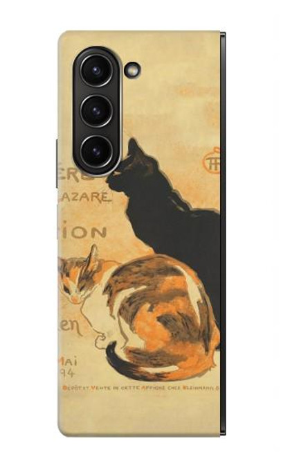 S3229 Vintage Cat Poster Hülle Schutzhülle Taschen für Samsung Galaxy Z Fold 5