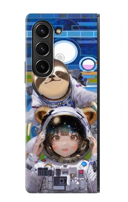 S3915 Raccoon Girl Baby Sloth Astronaut Suit Hülle Schutzhülle Taschen für Samsung Galaxy Z Fold 5