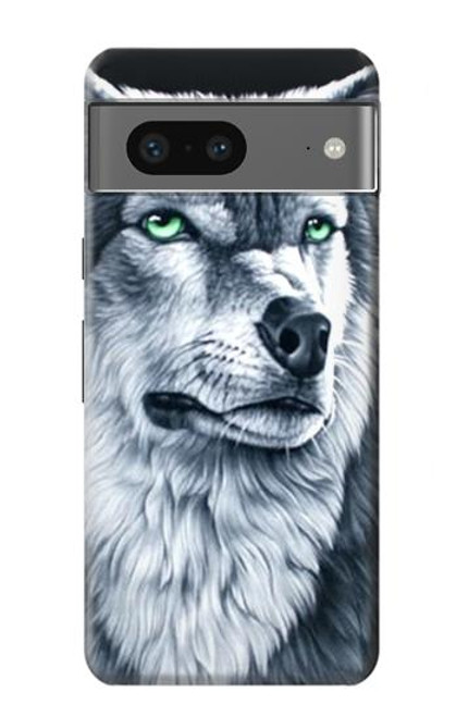 S0123 Grim White Wolf Hülle Schutzhülle Taschen für Google Pixel 7a