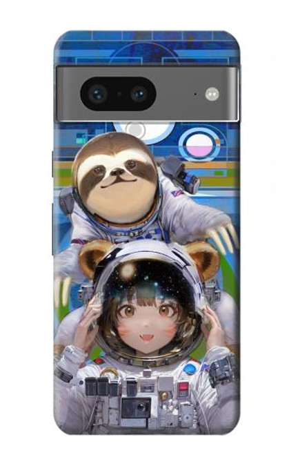 S3915 Raccoon Girl Baby Sloth Astronaut Suit Hülle Schutzhülle Taschen für Google Pixel 7a