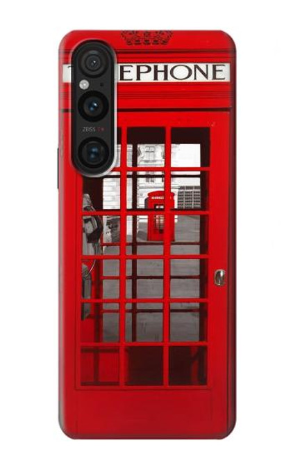S0058 British Red Telephone Box Hülle Schutzhülle Taschen für Sony Xperia 1 V