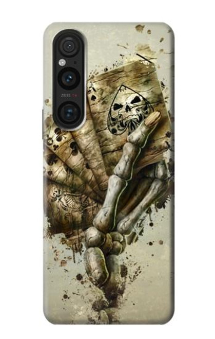 S0550 Skull Card Poker Hülle Schutzhülle Taschen für Sony Xperia 1 V S0550 Skull Card Poker Hülle Schutzhülle Taschen für Sony Xperia 1 V