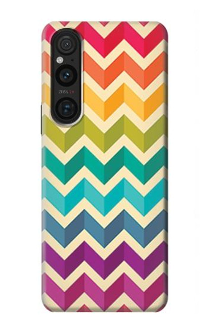 S2362 Rainbow Colorful Shavron Zig Zag Pattern Hülle Schutzhülle Taschen für Sony Xperia 1 V
