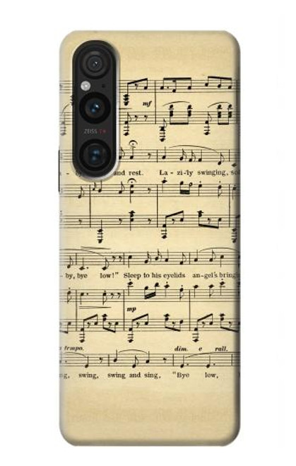 S2504 Vintage Music Sheet Hülle Schutzhülle Taschen für Sony Xperia 1 V