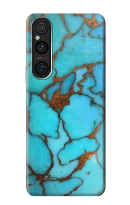 S2685 Aqua Turquoise Gemstone Graphic Printed Hülle Schutzhülle Taschen für Sony Xperia 1 V