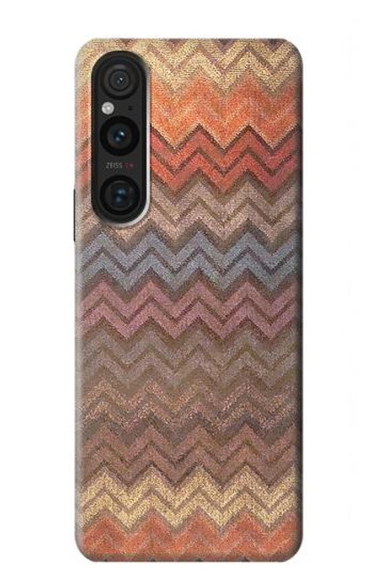 S3752 Zigzag Fabric Pattern Graphic Printed Hülle Schutzhülle Taschen für Sony Xperia 1 V