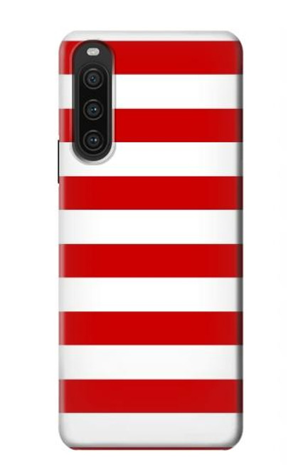 S2364 Red and White Striped Hülle Schutzhülle Taschen für Sony Xperia 10 V