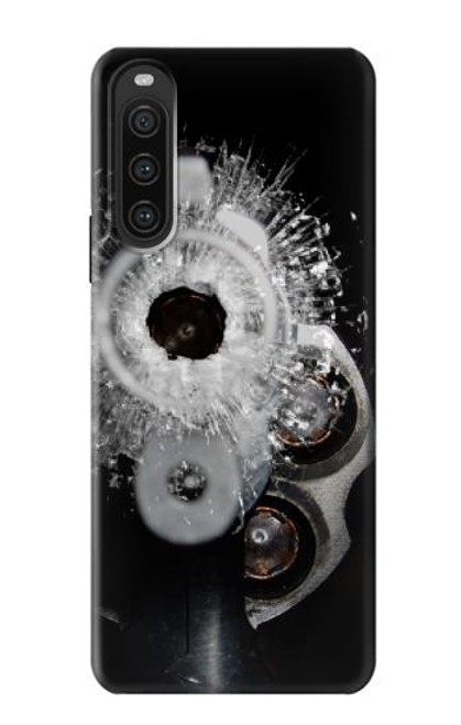 S2387 Gun Bullet Hole Glass Hülle Schutzhülle Taschen für Sony Xperia 10 V