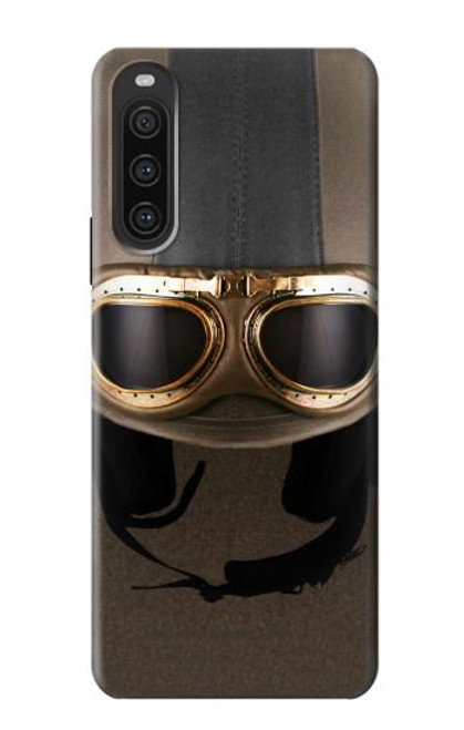 S2645 Vintage Brown Goggles Motorcycle Helmet Hülle Schutzhülle Taschen für Sony Xperia 10 V