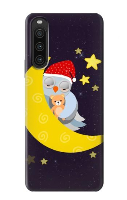 S2849 Cute Sleepy Owl Moon Night Hülle Schutzhülle Taschen für Sony Xperia 10 V