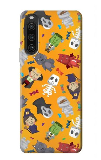 S3275 Cute Halloween Cartoon Pattern Hülle Schutzhülle Taschen für Sony Xperia 10 V