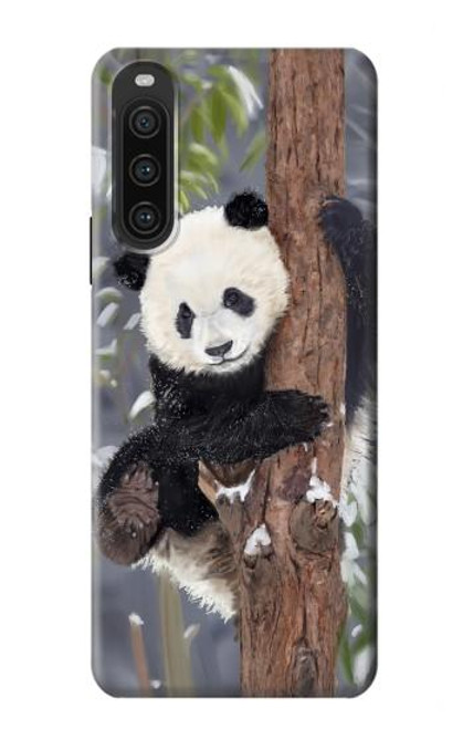 S3793 Cute Baby Panda Snow Painting Hülle Schutzhülle Taschen für Sony Xperia 10 V