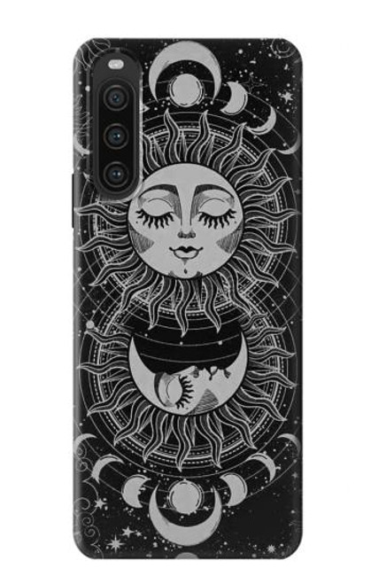 S3854 Mystical Sun Face Crescent Moon Hülle Schutzhülle Taschen für Sony Xperia 10 V