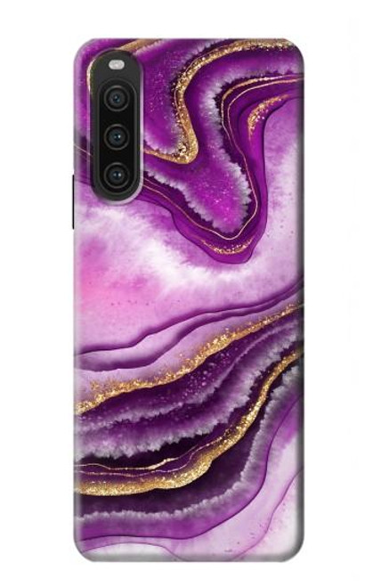 S3896 Purple Marble Gold Streaks Hülle Schutzhülle Taschen für Sony Xperia 10 V