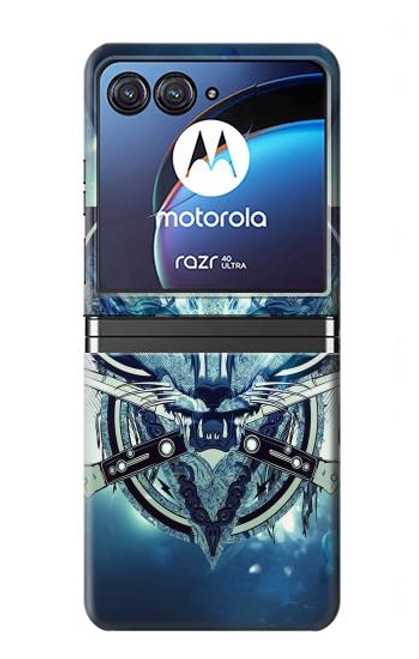 S1135 Wolf with knives Rock Hülle Schutzhülle Taschen für Motorola Razr 40 Ultra