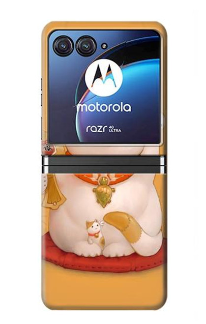 S1217 Maneki Neko Lucky Cat Hülle Schutzhülle Taschen für Motorola Razr 40 Ultra