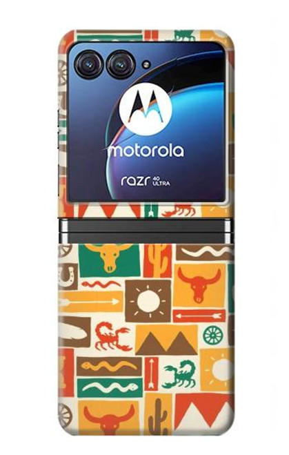 S1873 Western Pattern Hülle Schutzhülle Taschen für Motorola Razr 40 Ultra