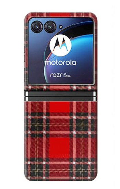 S2374 Tartan Red Pattern Hülle Schutzhülle Taschen für Motorola Razr 40 Ultra