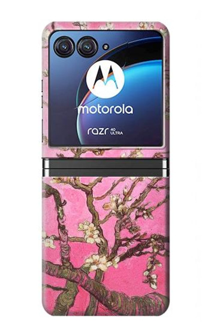 S2449 Pink Blossoming Almond Tree Van Gogh Hülle Schutzhülle Taschen für Motorola Razr 40 Ultra