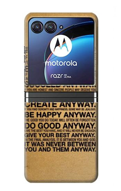 S2513 Mother Teresa Anyway Quotes Hülle Schutzhülle Taschen für Motorola Razr 40 Ultra