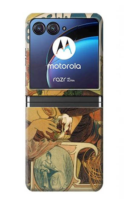 S2740 Alphonse Mucha Bieres De La Muse Hülle Schutzhülle Taschen für Motorola Razr 40 Ultra