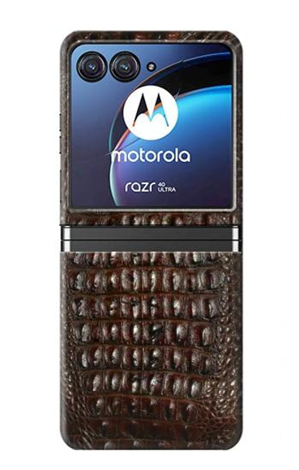 S2850 Brown Skin Alligator Graphic Printed Hülle Schutzhülle Taschen für Motorola Razr 40 Ultra