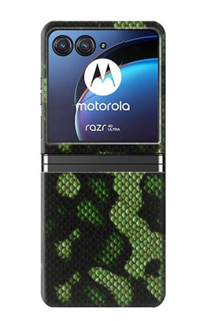 S2877 Green Snake Skin Graphic Printed Hülle Schutzhülle Taschen für Motorola Razr 40 Ultra