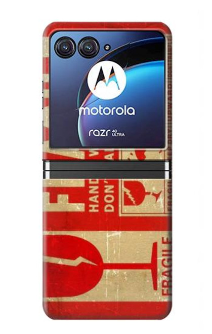 S3552 Vintage Fragile Label Art Hülle Schutzhülle Taschen für Motorola Razr 40 Ultra