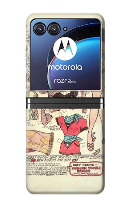S3820 Vintage Cowgirl Fashion Paper Doll Hülle Schutzhülle Taschen für Motorola Razr 40 Ultra