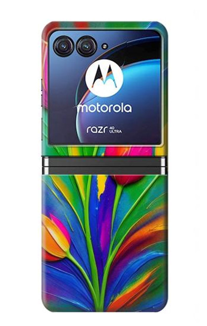 S3926 Colorful Tulip Oil Painting Hülle Schutzhülle Taschen für Motorola Razr 40 Ultra