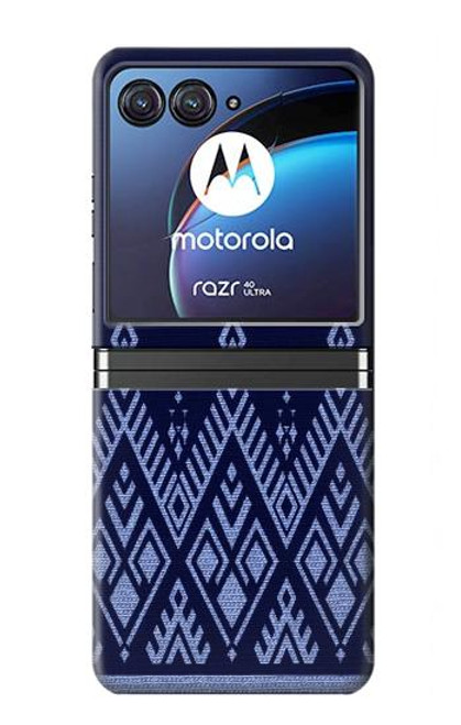 S3950 Textile Thai Blue Pattern Hülle Schutzhülle Taschen für Motorola Razr 40 Ultra