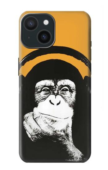 S2324 Funny Monkey with Headphone Pop Music Hülle Schutzhülle Taschen für iPhone 15