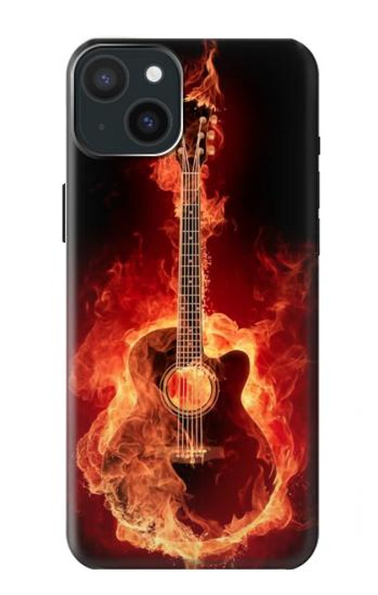 S0415 Fire Guitar Burn Hülle Schutzhülle Taschen für iPhone 15 Plus