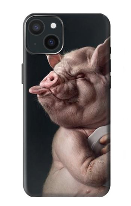 S1273 Crazy Pig Hülle Schutzhülle Taschen für iPhone 15 Plus