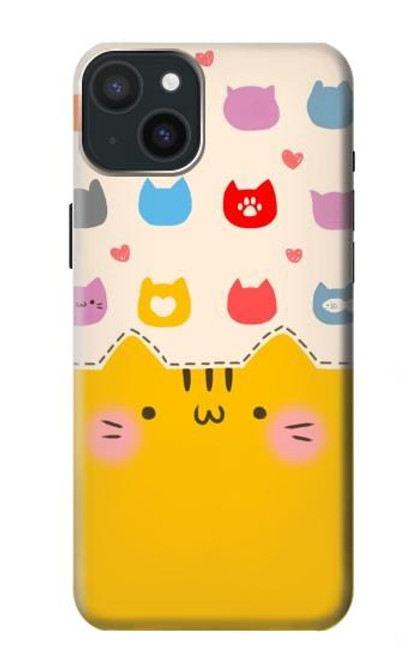 S2442 Cute Cat Cartoon Funny Hülle Schutzhülle Taschen für iPhone 15 Plus