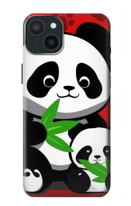 S3929 Cute Panda Eating Bamboo Hülle Schutzhülle Taschen für iPhone 15 Plus