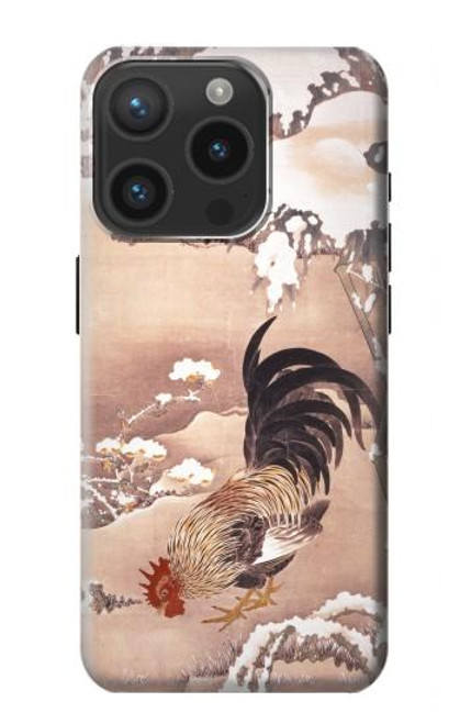 S1332 Ito Jakuchu Rooster Hülle Schutzhülle Taschen für iPhone 15 Pro