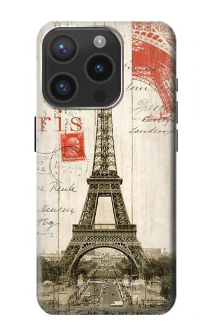 S2108 Eiffel Tower Paris Postcard Hülle Schutzhülle Taschen für iPhone 15 Pro
