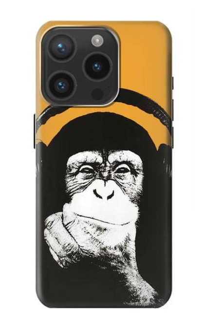 S2324 Funny Monkey with Headphone Pop Music Hülle Schutzhülle Taschen für iPhone 15 Pro