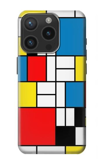 S3814 Piet Mondrian Line Art Composition Hülle Schutzhülle Taschen für iPhone 15 Pro