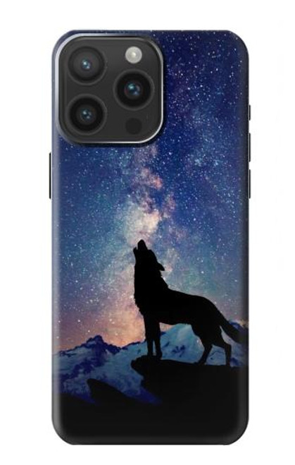 S3555 Wolf Howling Million Star Hülle Schutzhülle Taschen für iPhone 15 Pro Max