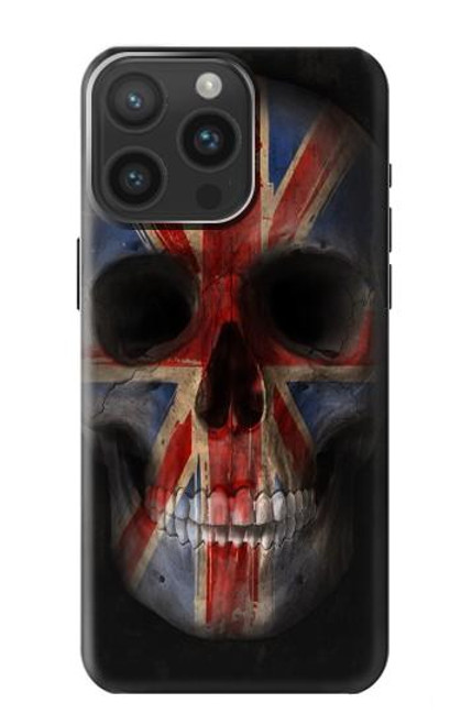 S3848 United Kingdom Flag Skull Hülle Schutzhülle Taschen für iPhone 15 Pro Max