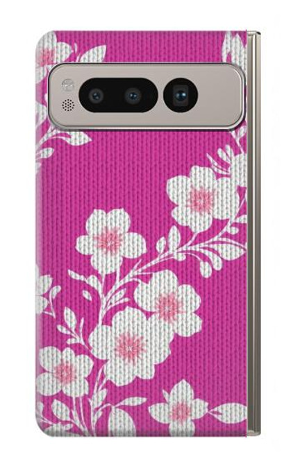S3924 Cherry Blossom Pink Background Hülle Schutzhülle Taschen für Google Pixel Fold