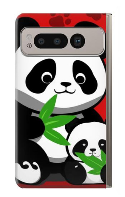 S3929 Cute Panda Eating Bamboo Hülle Schutzhülle Taschen für Google Pixel Fold