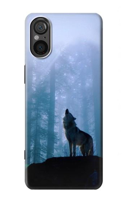 S0935 Wolf Howling in Forest Hülle Schutzhülle Taschen für Sony Xperia 5 V