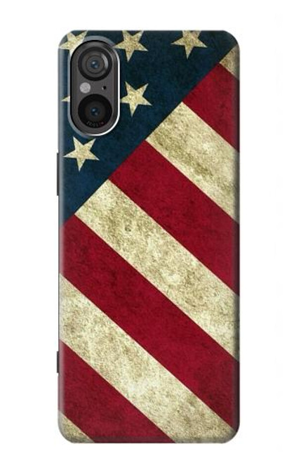 S3295 US National Flag Hülle Schutzhülle Taschen für Sony Xperia 5 V